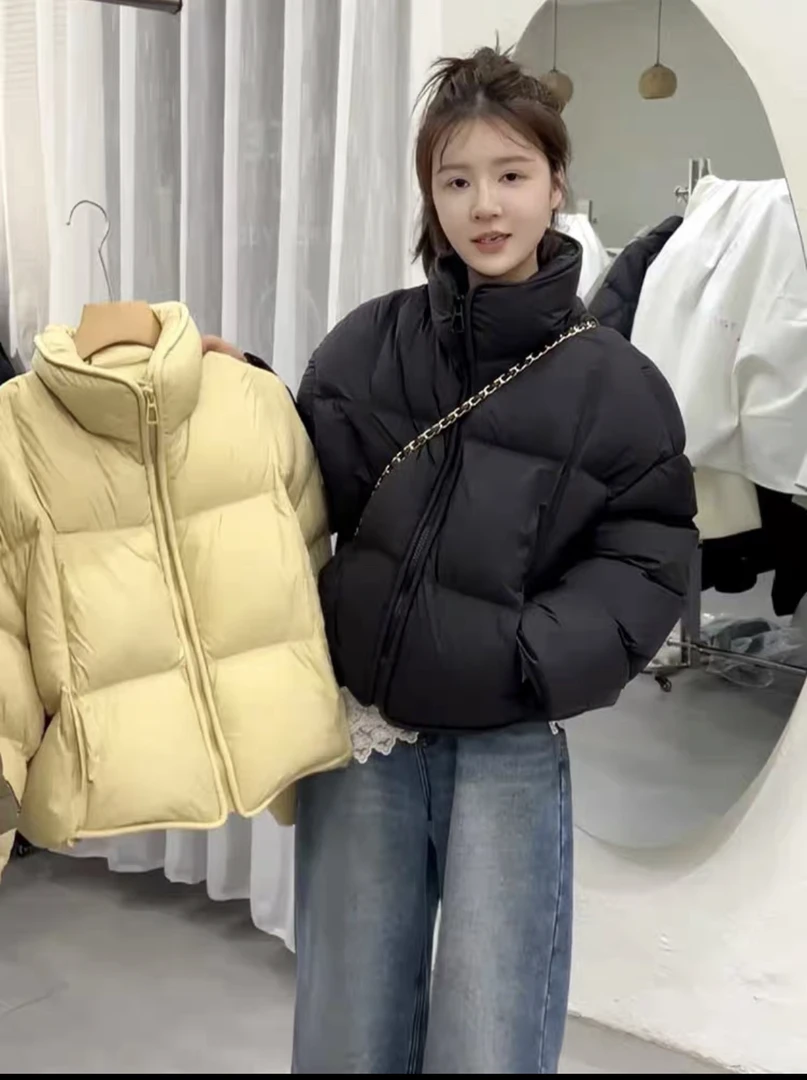 厚款立领短款高腰宽松加厚女士时尚百搭御姐风