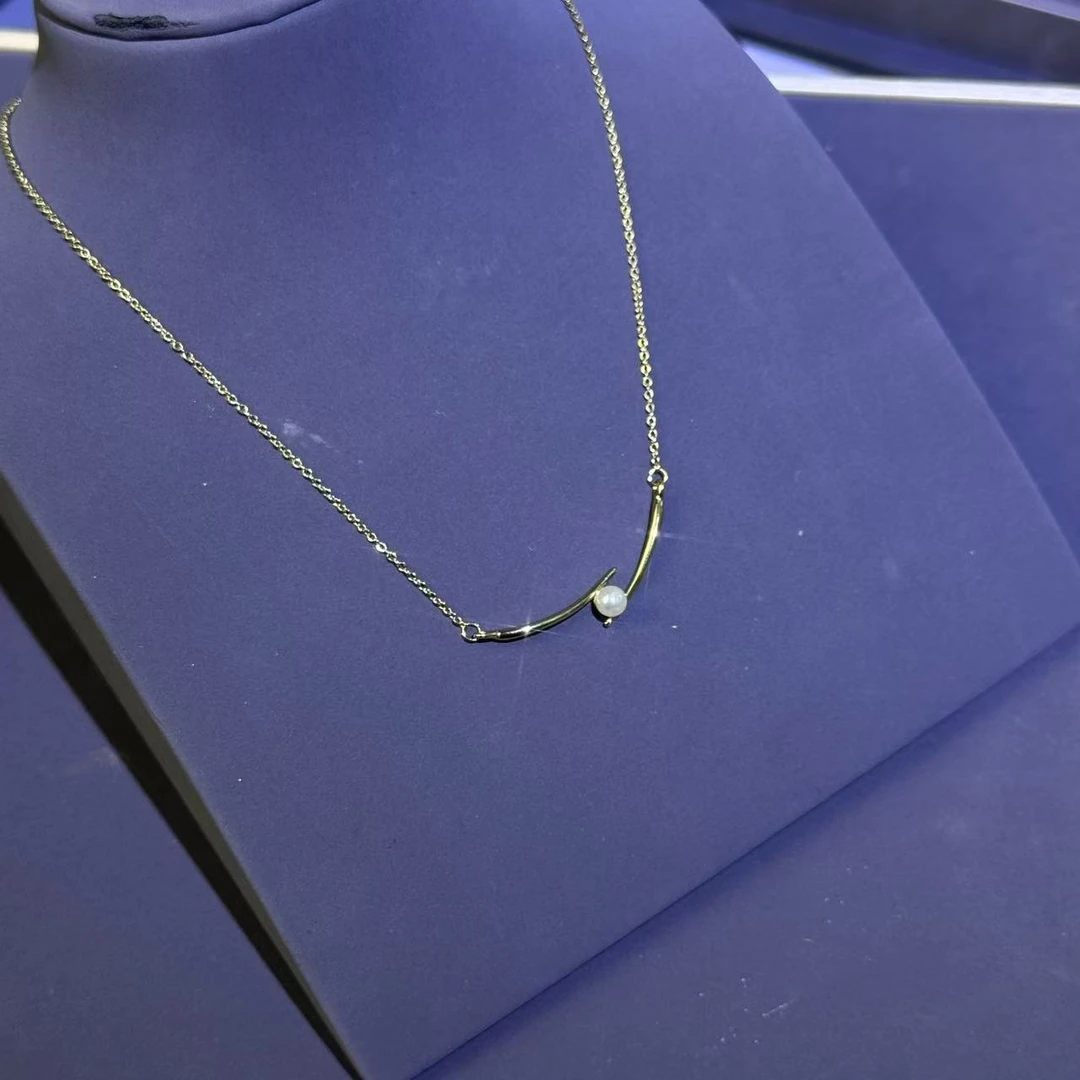 铜合金项链 MXL008 筷子仿珍珠项链（金）