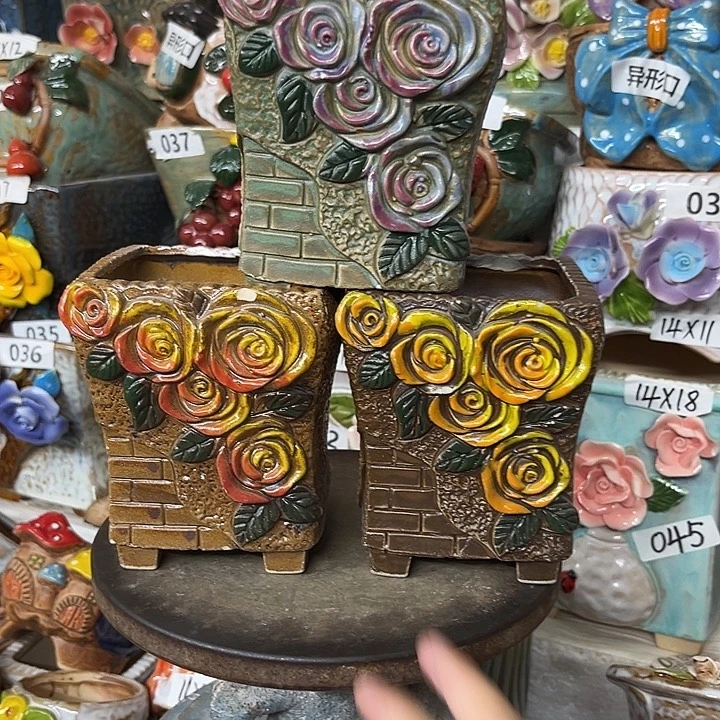 紫砂花盆粗陶材质多肉花盆