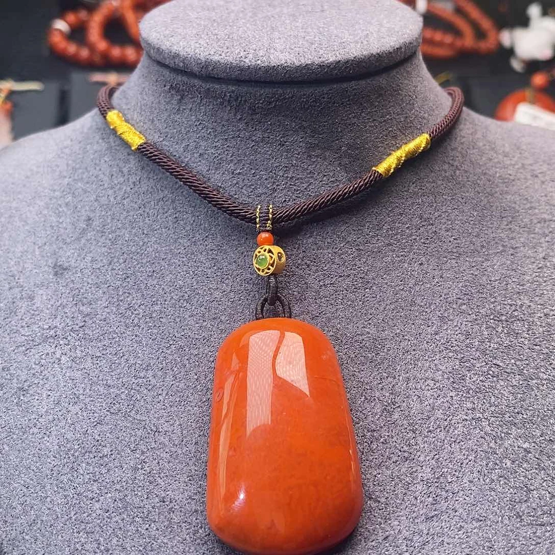 南红玛瑙未镶嵌四川凉山无事牌吊坠