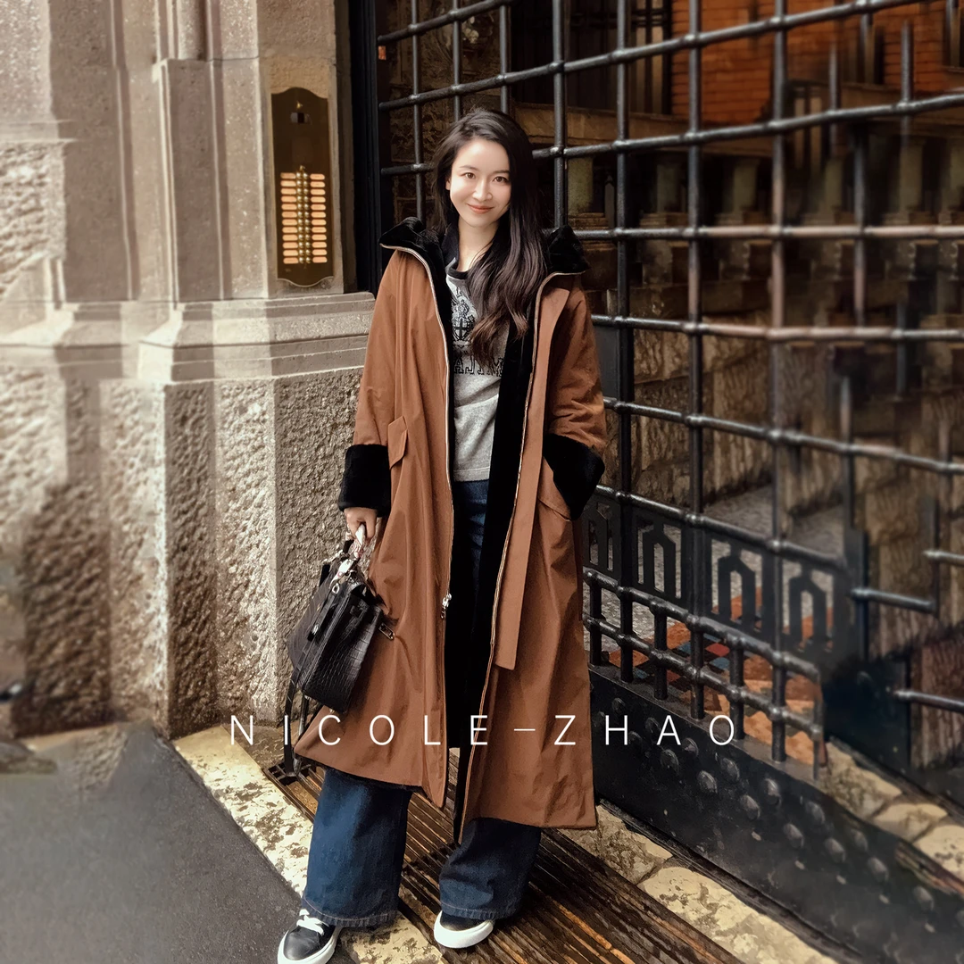 5NWP011【一辈子】【贵姐NICOLE】进口户外气质两面穿水貂大衣