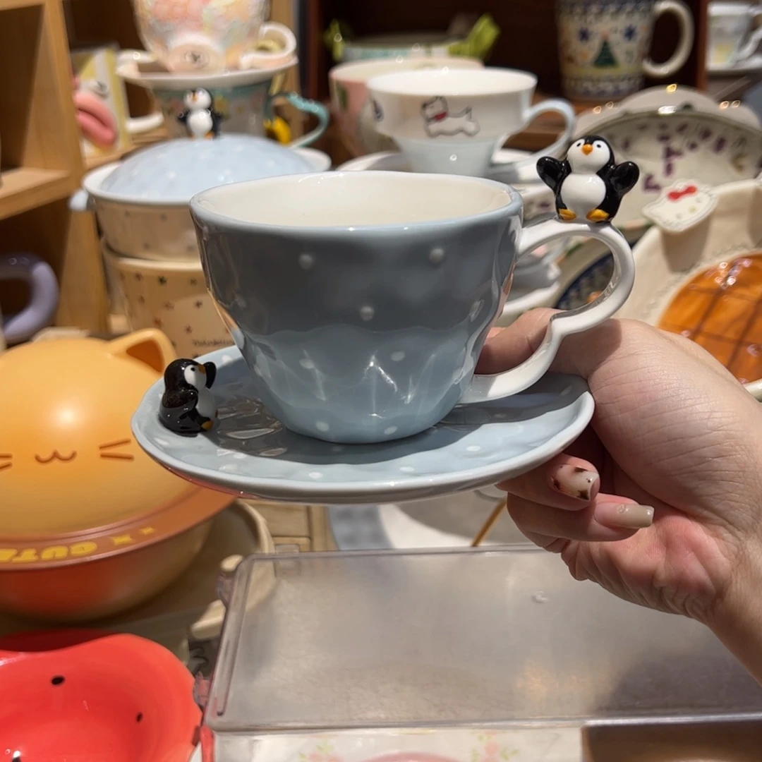 小企鹅咖啡杯碟套装