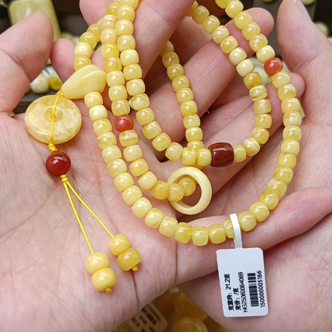 未镶嵌颈饰蜜蜡6.4精工老型鸡油黄脖挂多圈手链