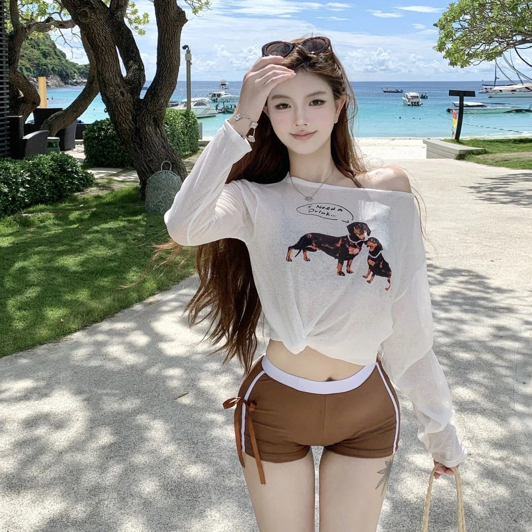 【热拿铁】辣妹复古金色缎面三点式小胸绑带比基尼泳衣适合泡温泉