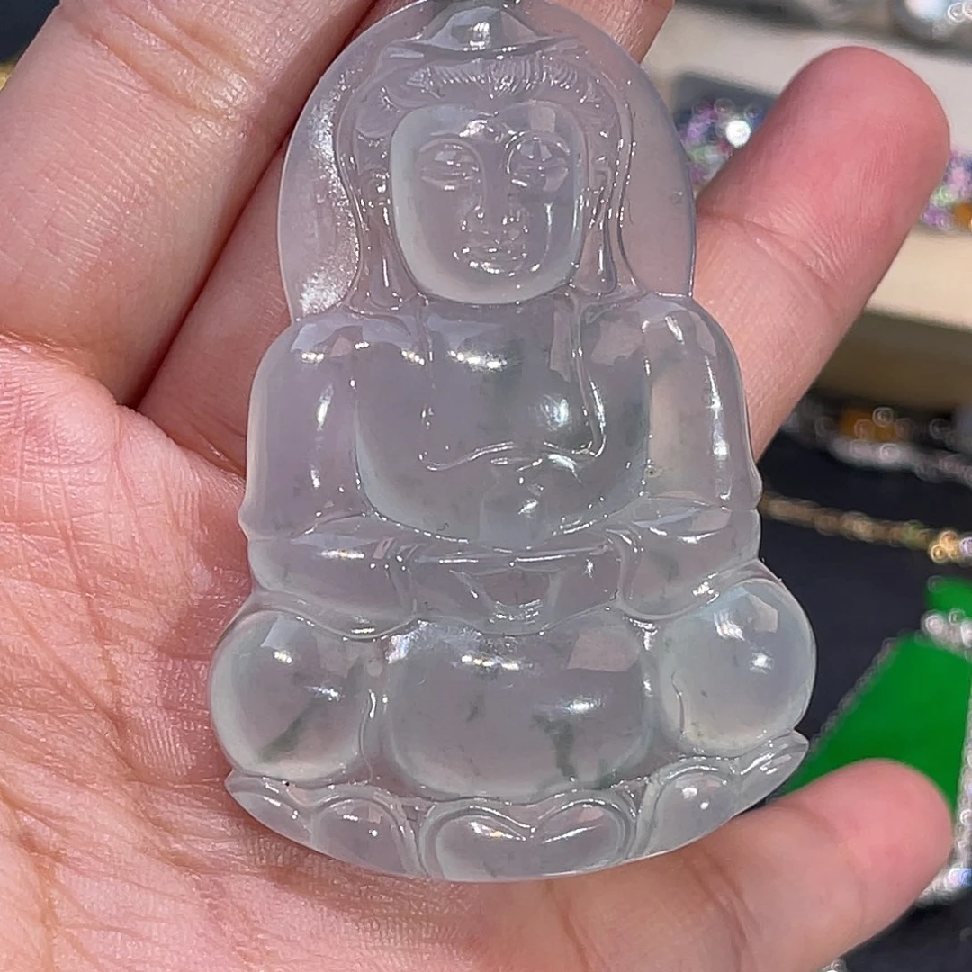 翡翠18K金镶嵌吊坠(不含链)大观音