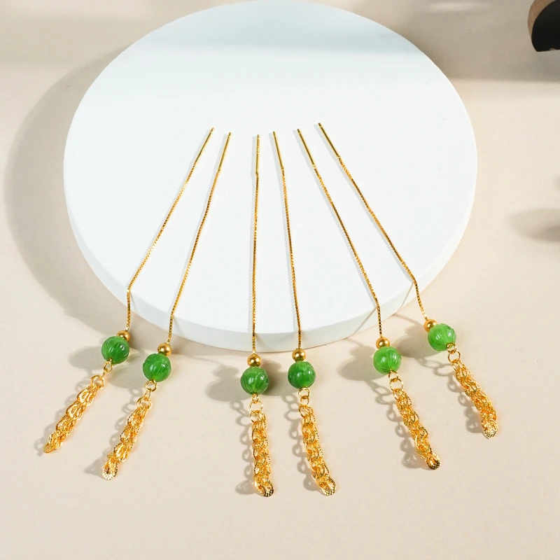 亦欢丨和田玉碧玉圆珠耳坠 轻奢时尚 (多样性发其1) S925银 #H563