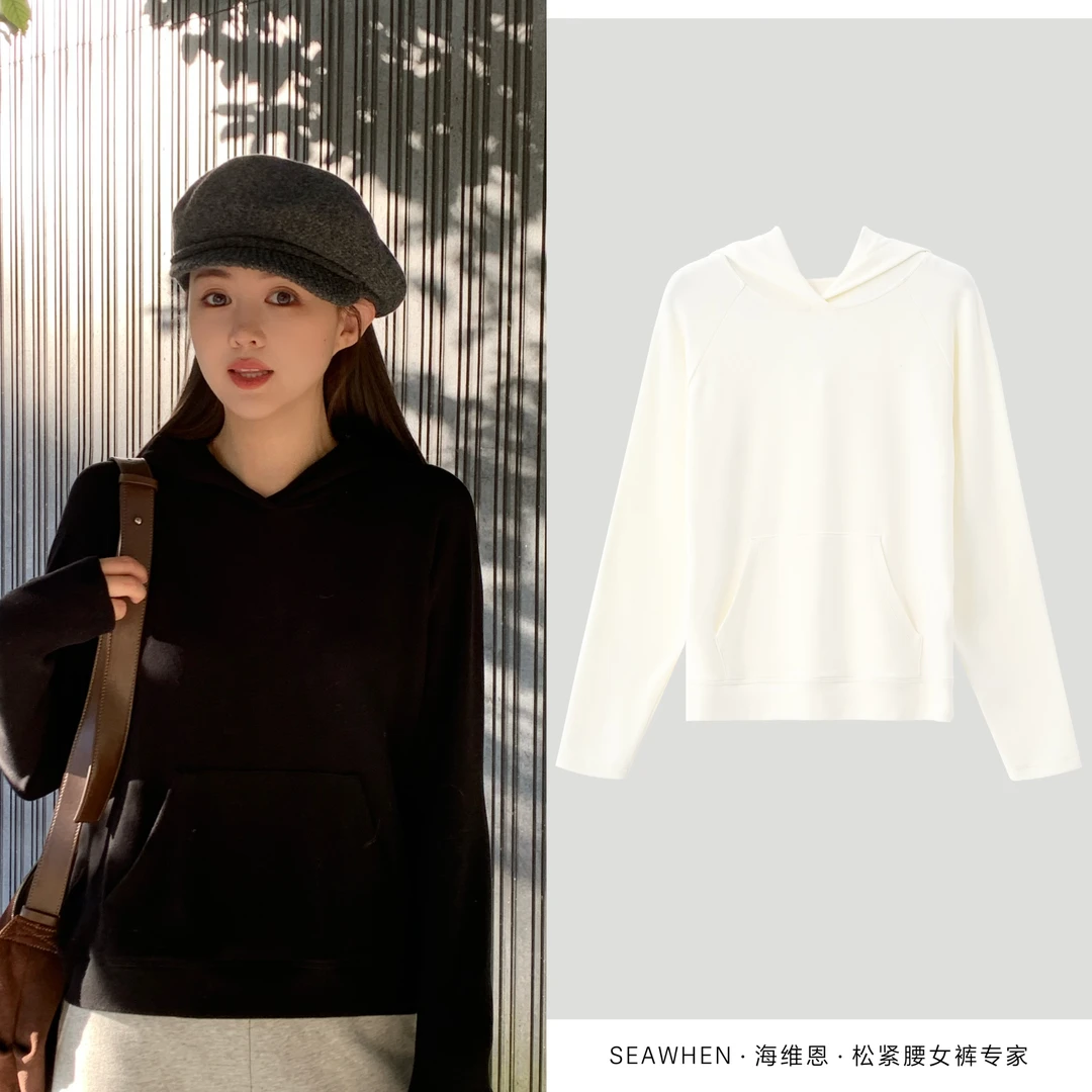 SEAWHEN海维恩冬款奶酪绒保温连帽衫抗菌#发热绒宽松百搭上衣3800