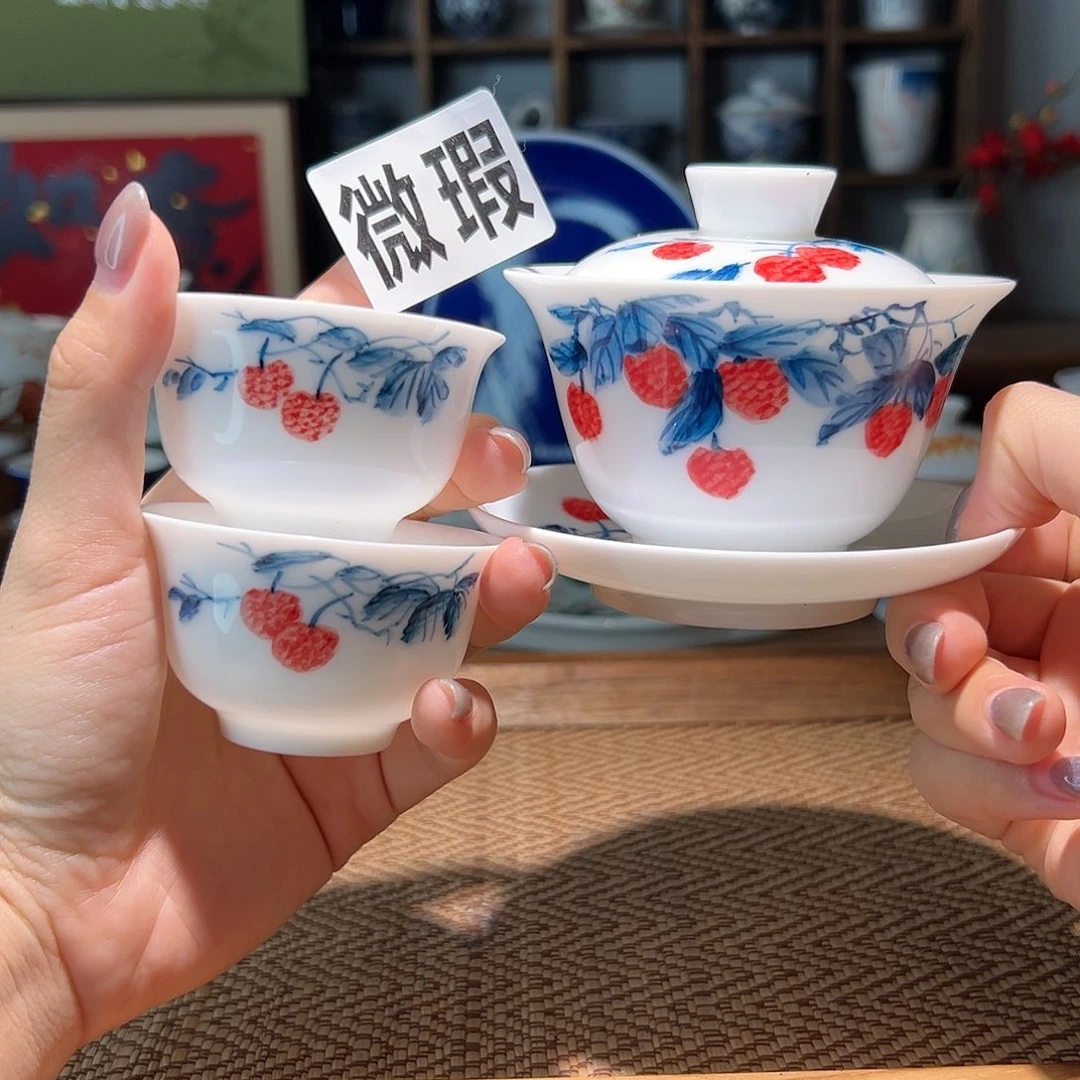 【闪购商品】微瑕 手绘 盖碗