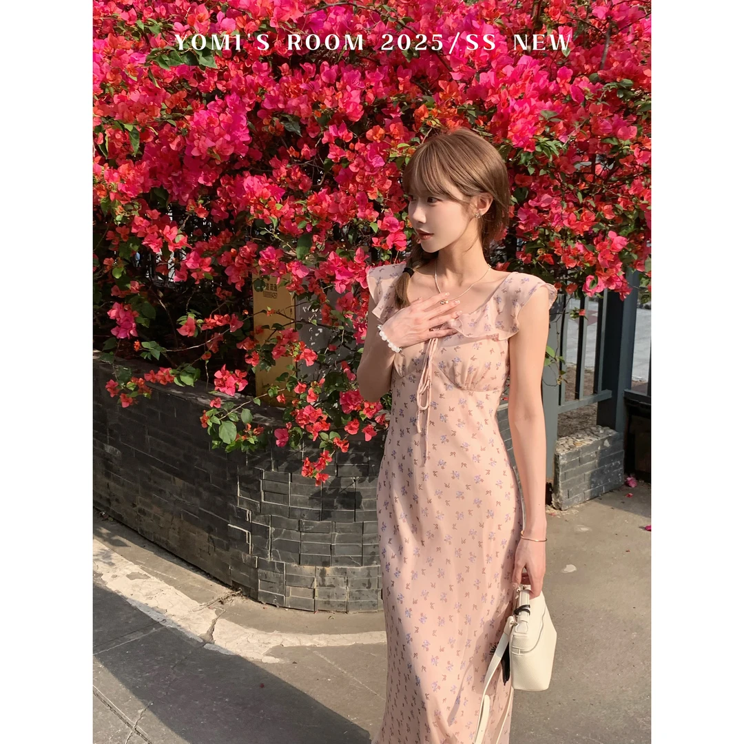 【现货】YOMI小个子【春日花颜】碎花连衣裙度假旅游显瘦显白裙子