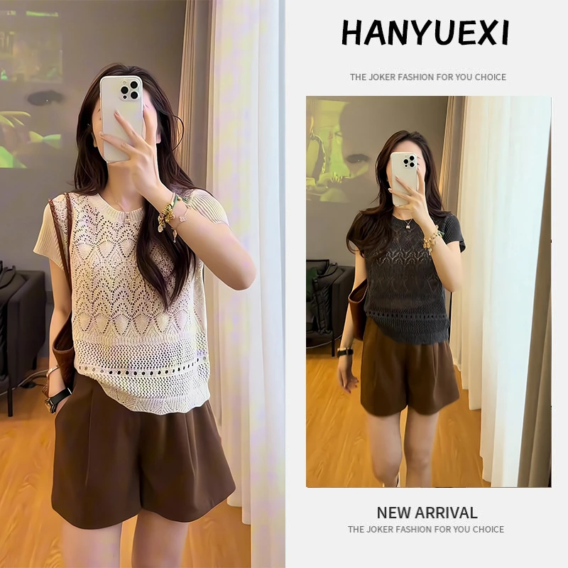 夏季一整套女装2025新款韩版遮肚显瘦时尚减龄短袖上衣短裤两件套