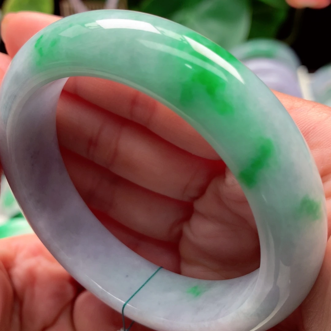 9K金镶嵌手镯翡翠58.7圈口