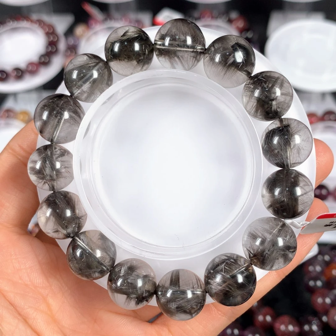 水晶手链未镶嵌黑银钛13.1