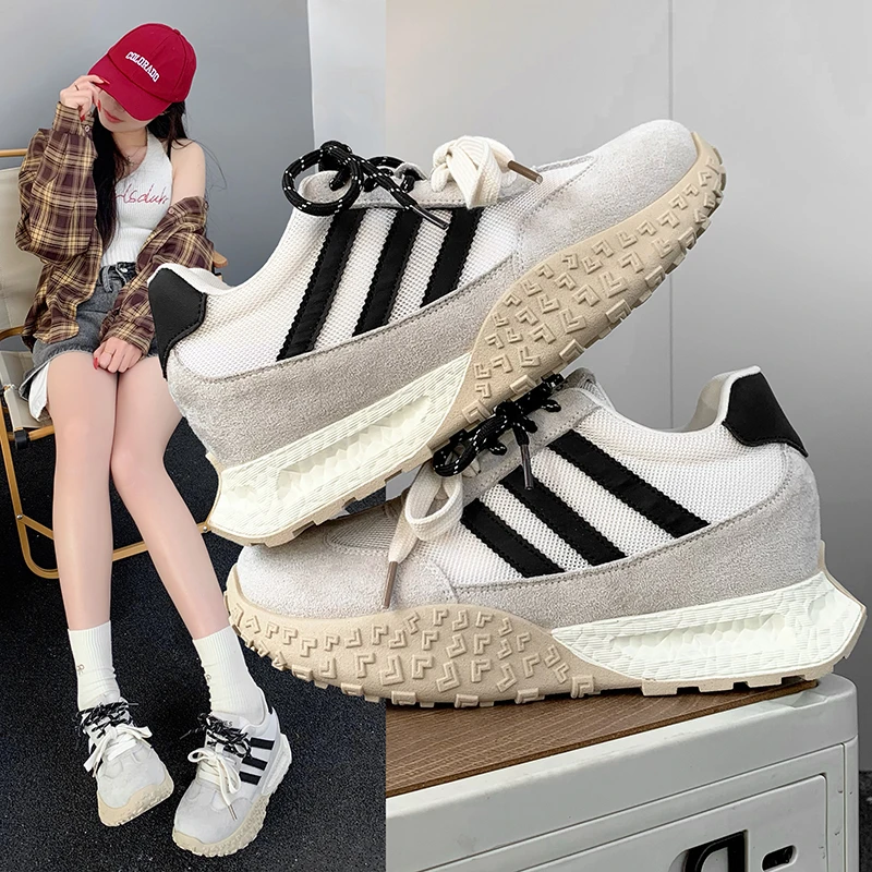 内增高复古百搭休闲运动阿甘鞋女鞋2025春季新款增高阿甘德训板鞋