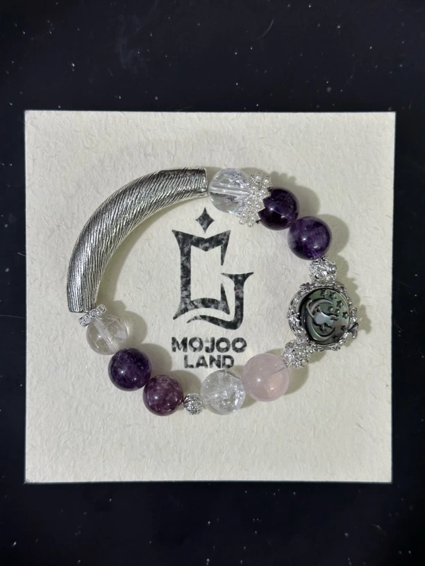 铜合金手链 猫咪卡牌紫水晶半镯智慧水晶手串