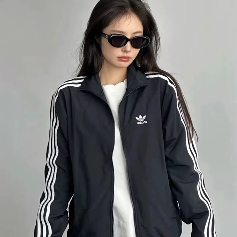 「抖音双11」阿迪达斯官旗正品外套jennie同款情侣复古夹克休闲上衣