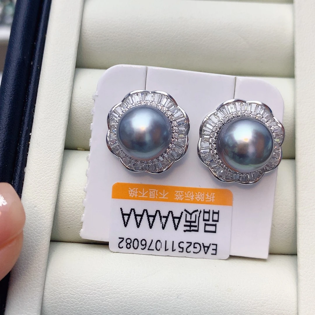海水珍珠耳饰银S925镶嵌W41