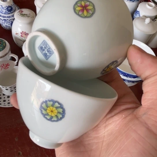 瓷片陶瓷陶瓷青釉手工胎2个