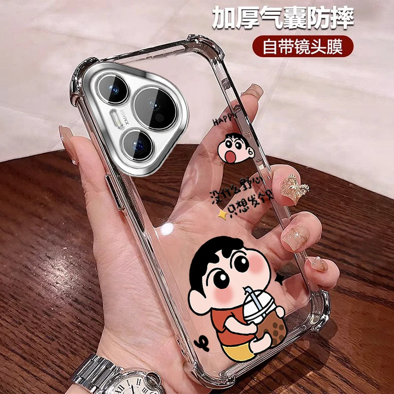 可爱风格适用华为Pura80PRO手机壳四角防摔P80卡通+带镜头膜ultra