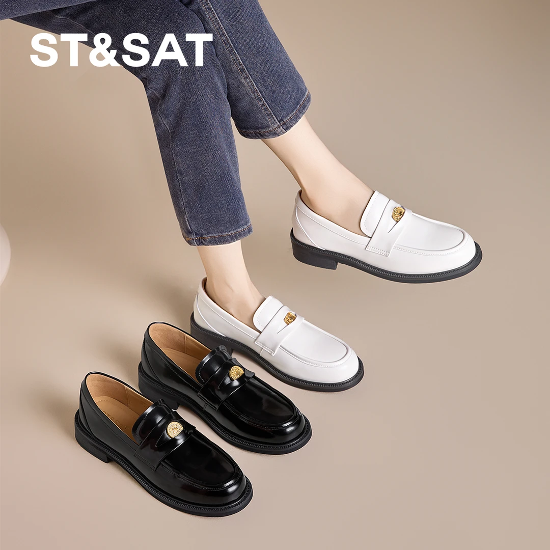 星期六春夏款时尚百搭女鞋浅口一脚蹬商务风乐福鞋职场气质小皮鞋