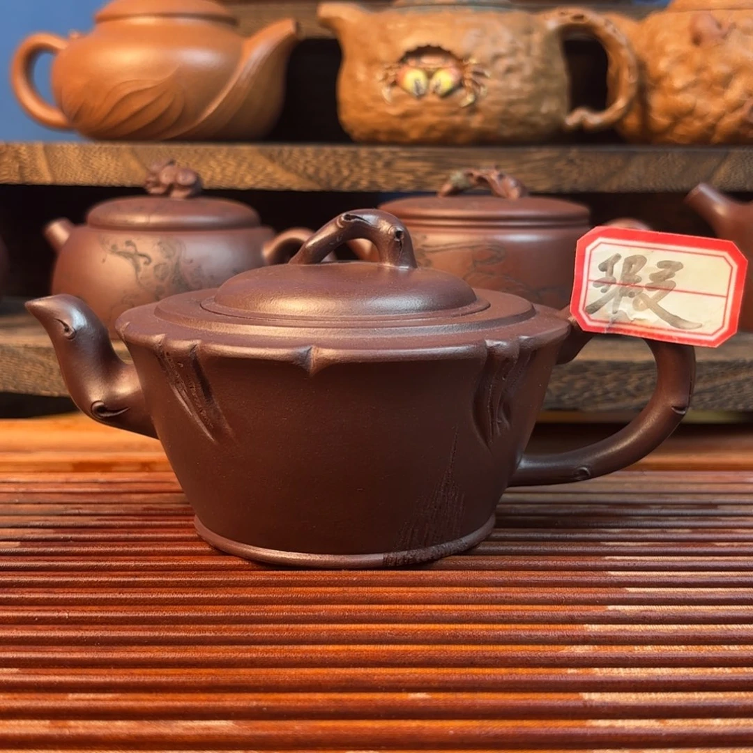 原矿老紫泥树桩壶250c c紫砂壶