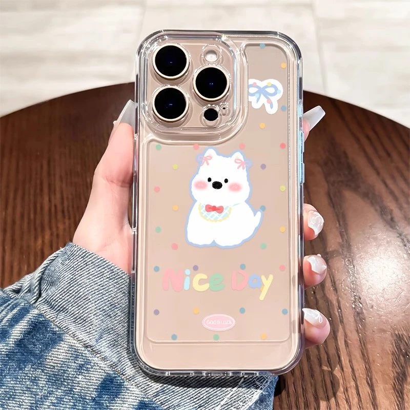 彩色波点狗狗轻奢女款1iPhone16个性12高级感14ProMax防摔13pro11