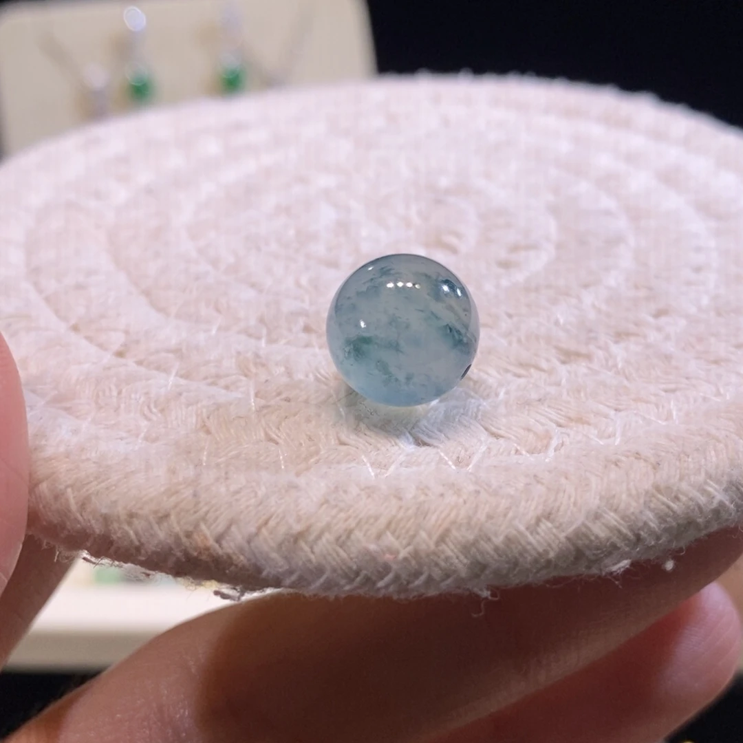 翡翠未镶嵌颈饰翡翠高冰蓝花珠12.4mm