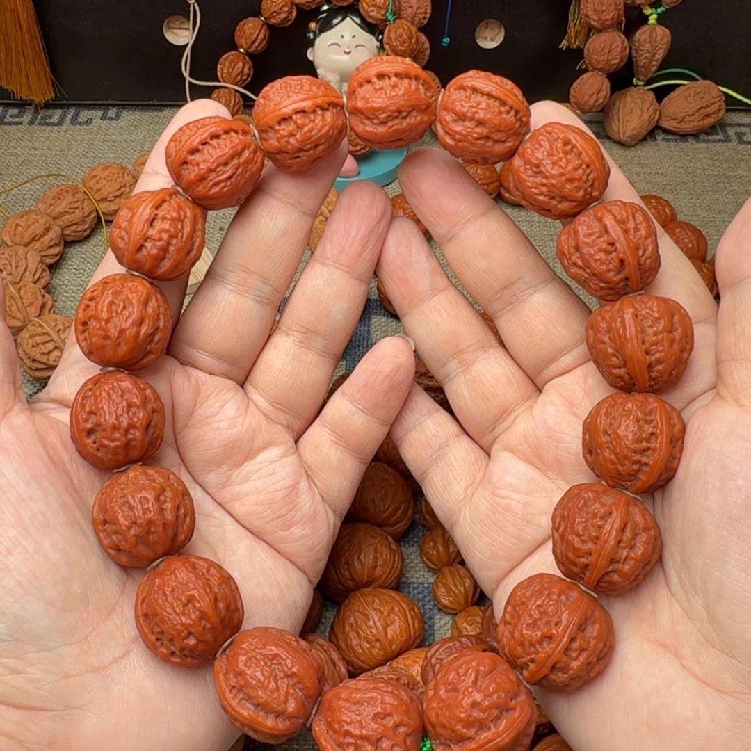 手串文玩核桃红皮粗筋八棱手持23