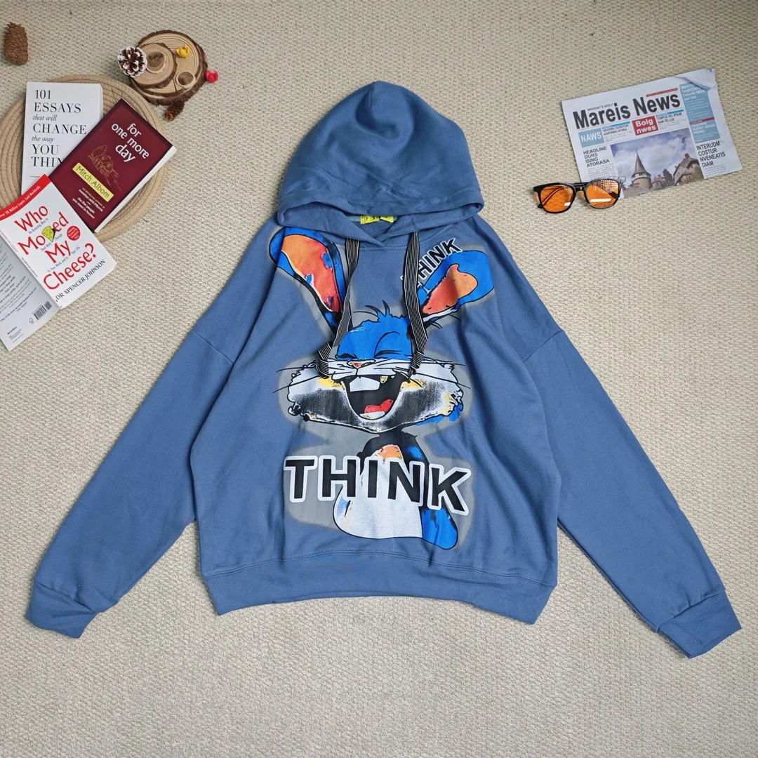 2025春季新款休闲时尚卡通印花加厚连帽卫衣8960