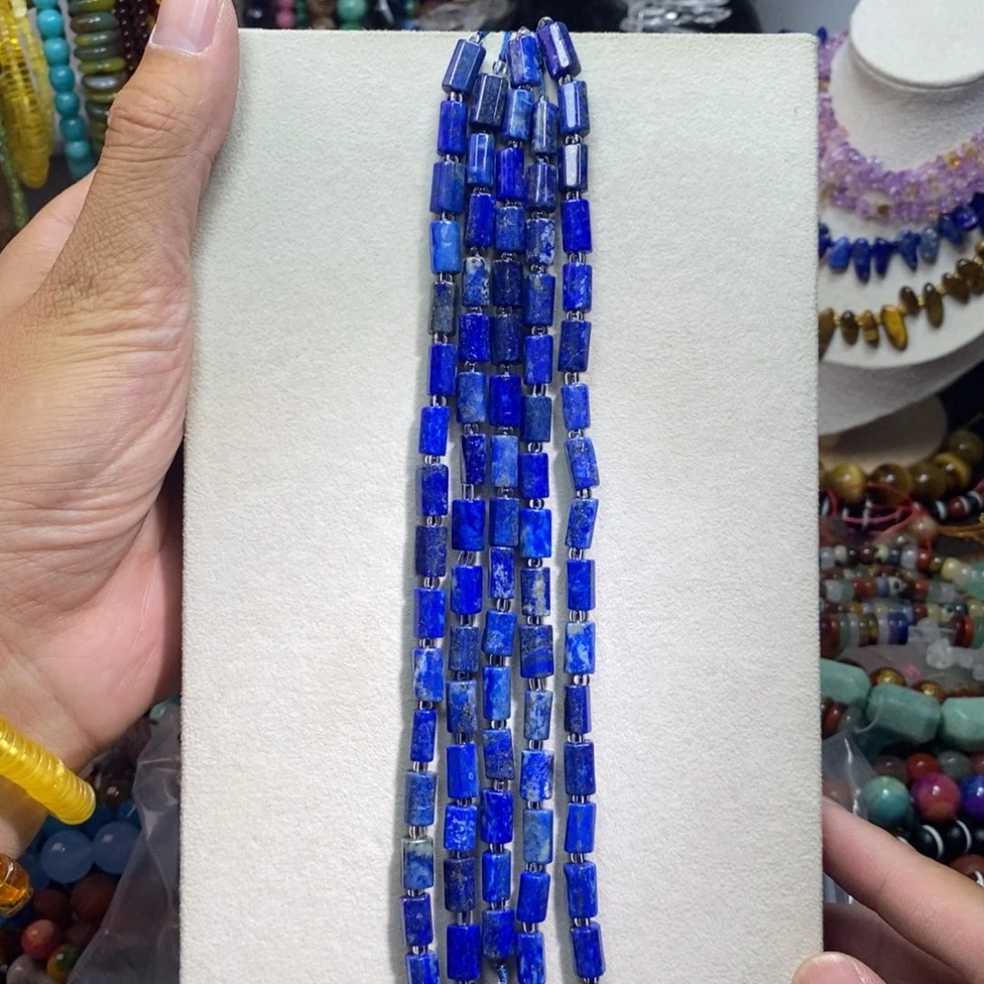 未镶嵌，天然青金柱子6mm短条，石英质玉