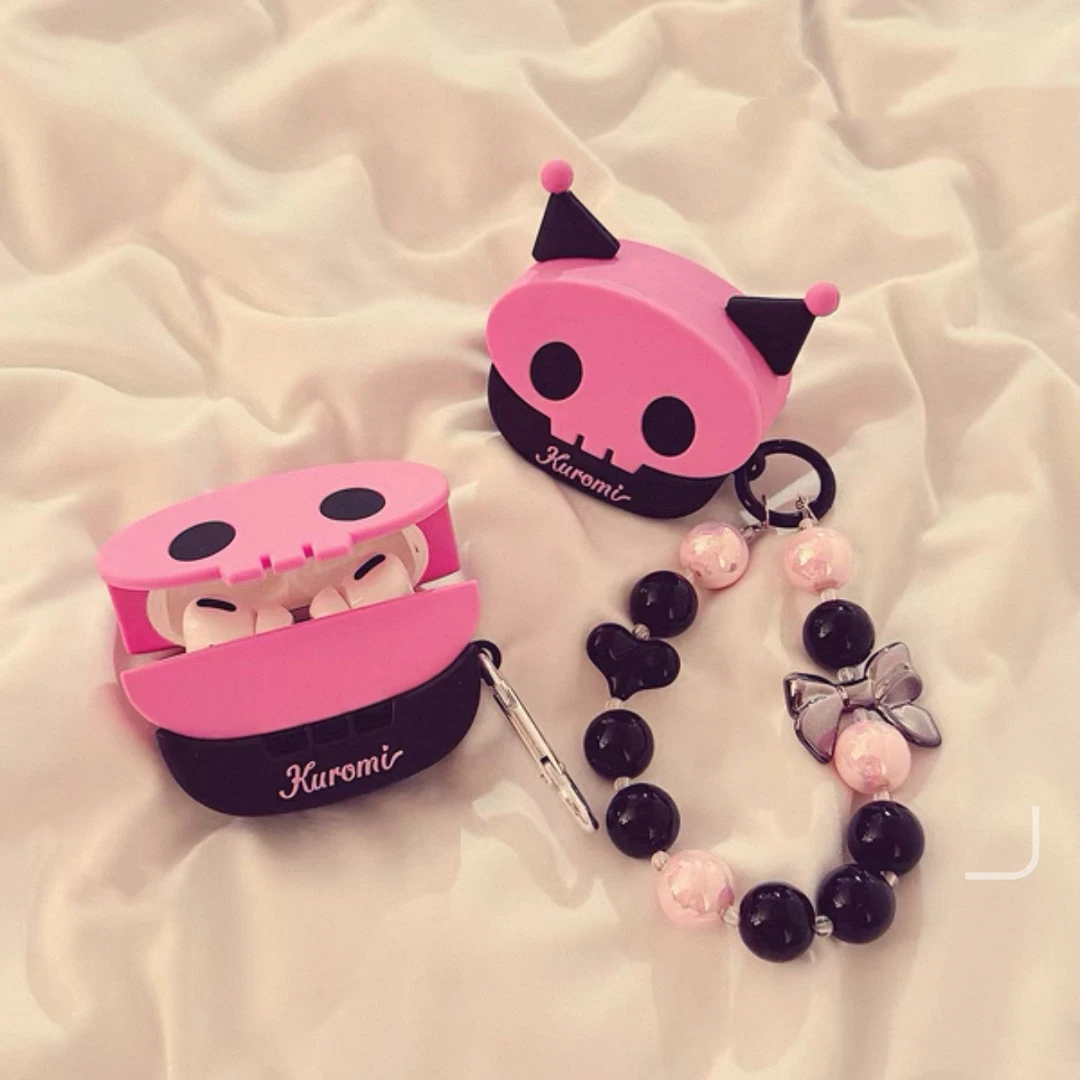 玫粉色库洛米骷髅头AirPodsPro1/2苹果4代/3代无线蓝牙耳机套少女