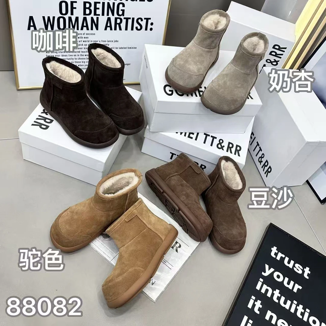 88082冬季大棉卡皮巴啦时尚潮流休闲韩版磨砂皮雪地靴