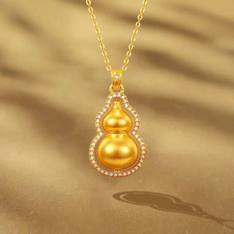 【新年专享】18K古法葫芦镂空吊坠 大款 百搭经典款（赠合金链子）