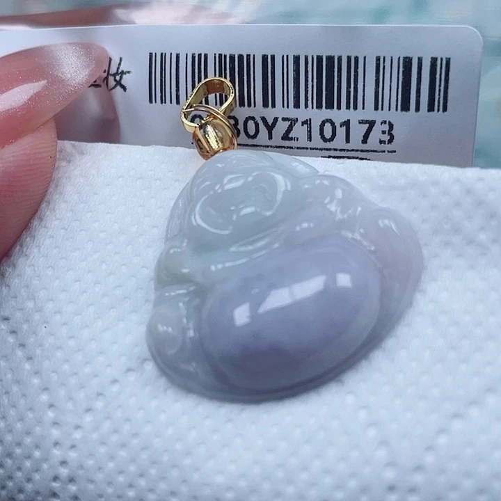 翡翠足银镀金镶嵌吊坠(不含链)
