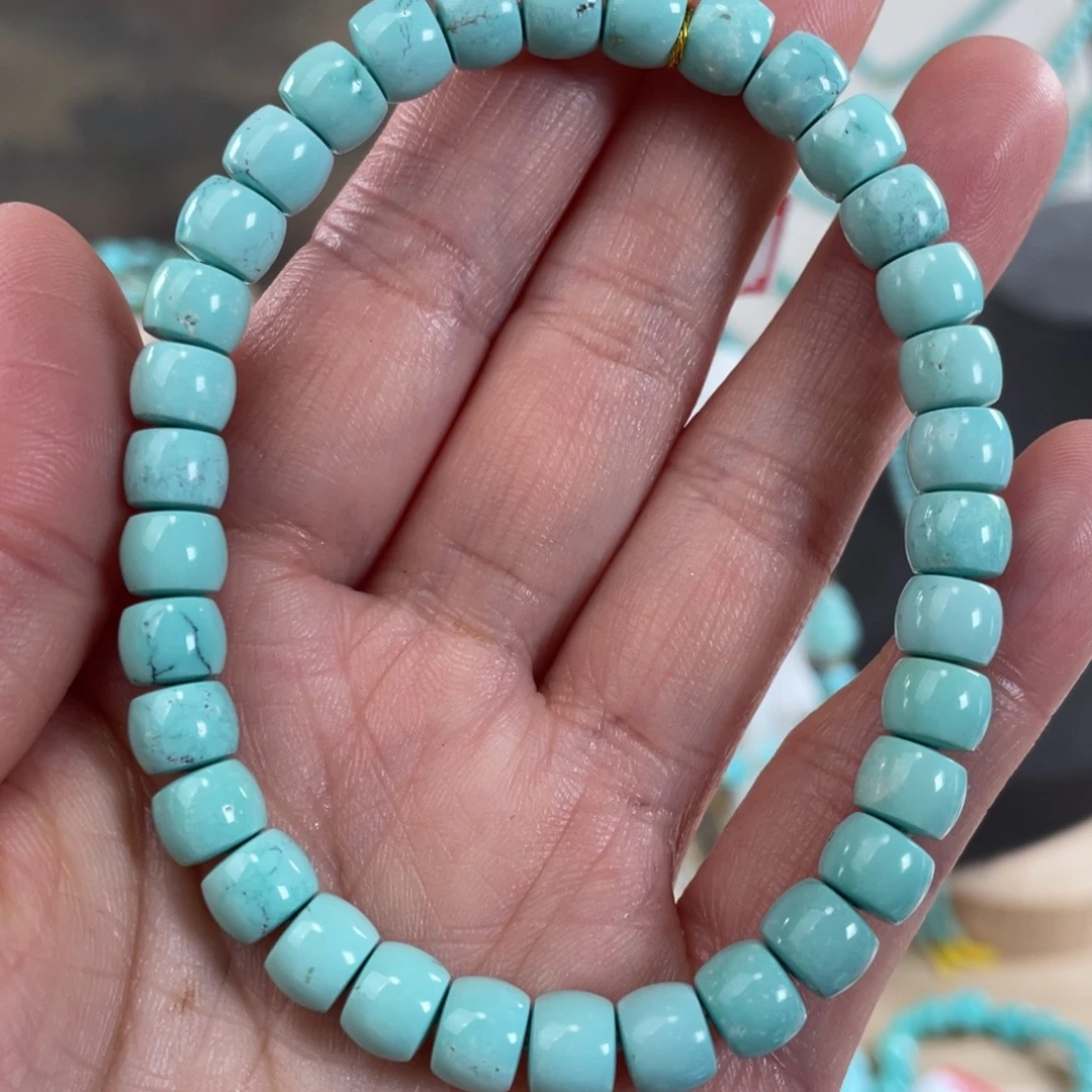 绿松石未镶嵌套链7mm精品直切手串