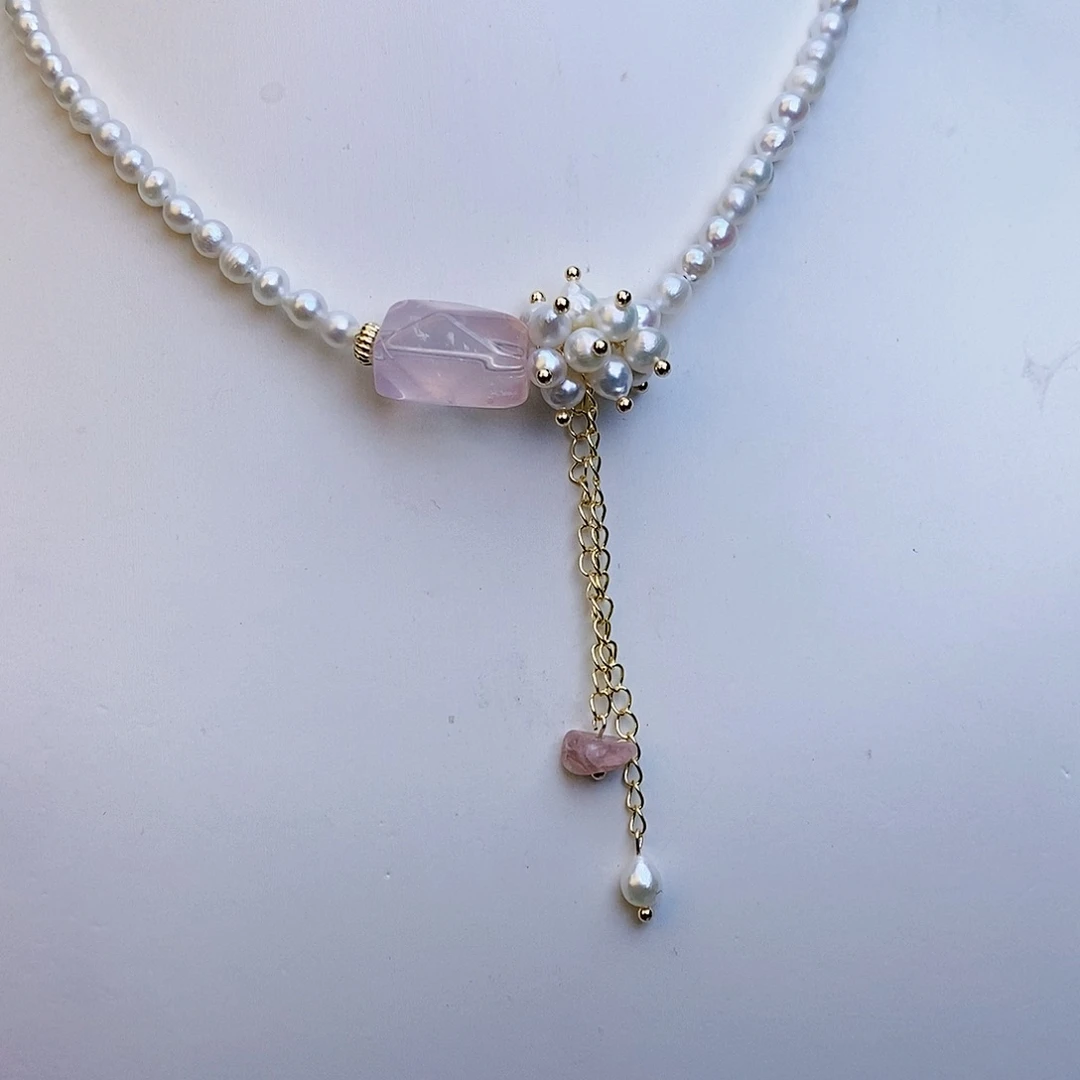 淡水珍珠颈饰银S925镶嵌