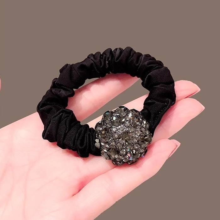 复古闪钻圆球大肠发圈韩版轻奢丸子头马尾发绳高弹力皮筋头绳头饰