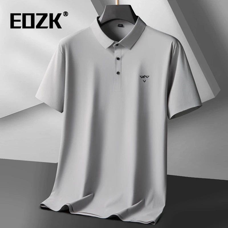 Eozk大码翻领短袖t恤中年爸爸高端商务休闲半袖体恤男宽松Polo衫
