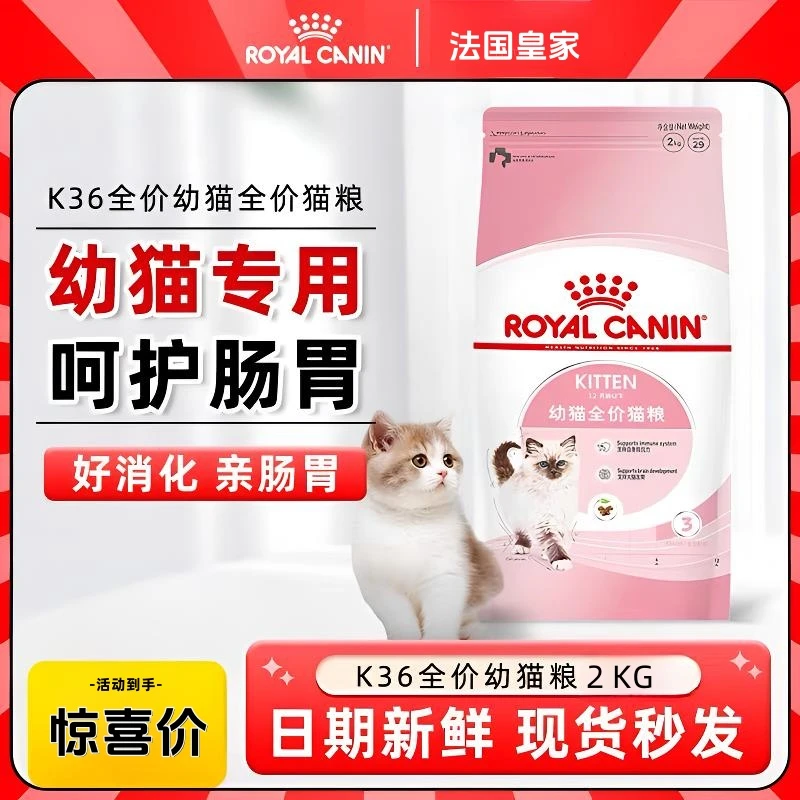 皇家幼猫粮全价奶糕K36/BK34美英短布偶适用幼猫专用猫粮增强免疫