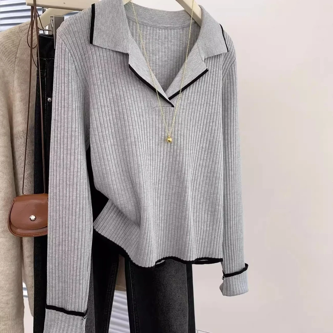 大码女装胖MM长袖POLO针织衫女秋季2025遮肚子慵懒风显瘦宽松上衣