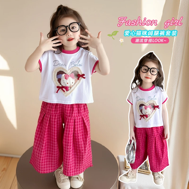 女童套装衣服短袖夏装2025新款女宝宝洋气时髦儿童夏季两件库洛米