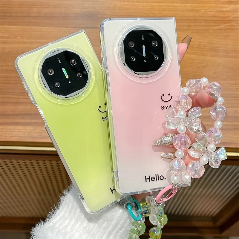 适用华为matex6手机壳渐变笑脸新款X5折叠屏X3典藏版手提链保护套