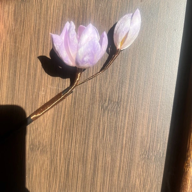 非遗绒花白玉兰发簪汉服配饰古风新中式饰品