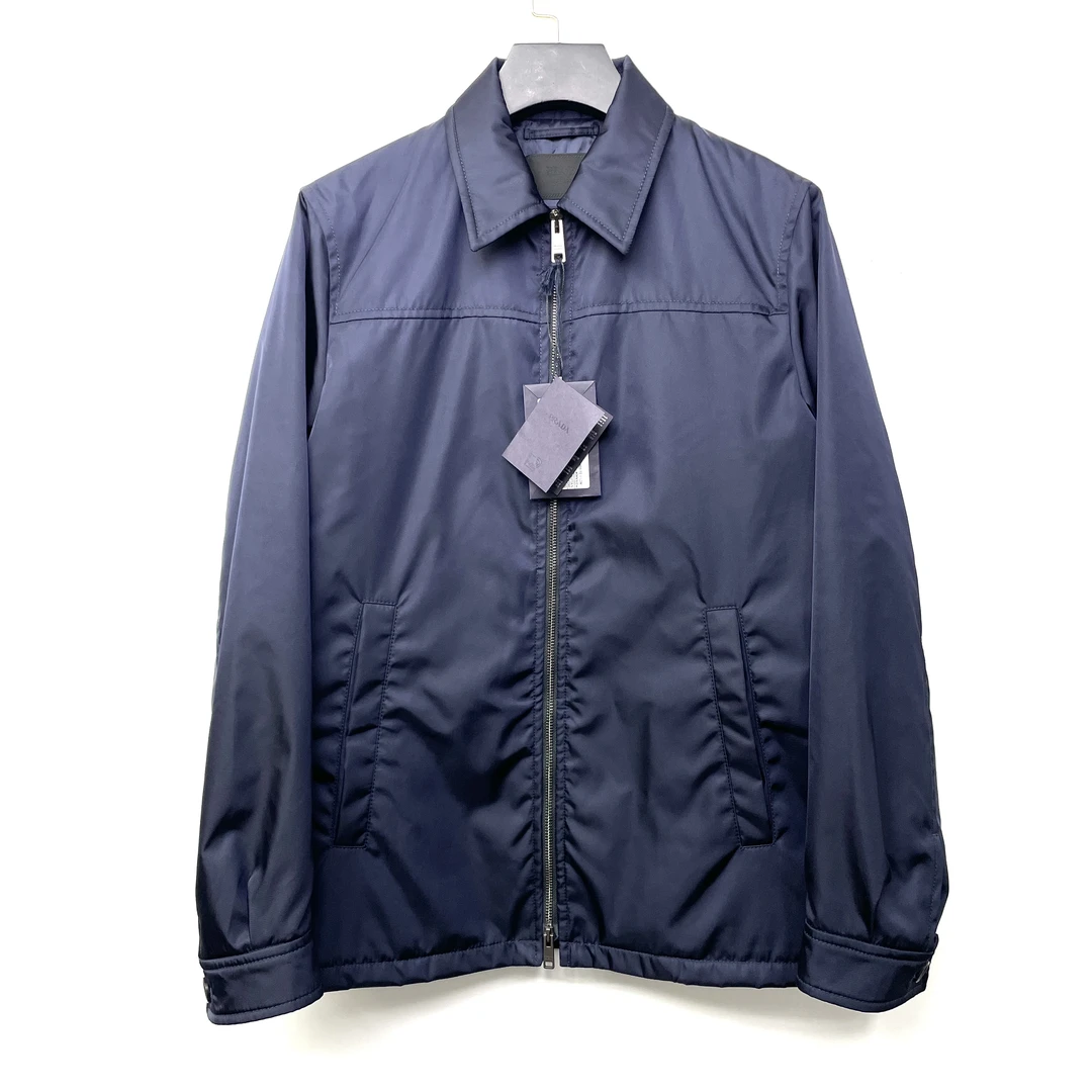 未使用 Prada/普拉达 藏蓝色行政商务翻领棉服夹克外套