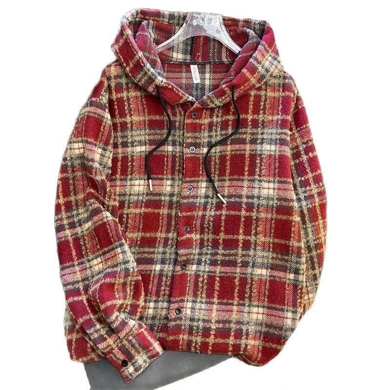 高品质潮流秋冬男女慵懒复古格调拼色宽松长袖衬衫春秋季保暖内搭