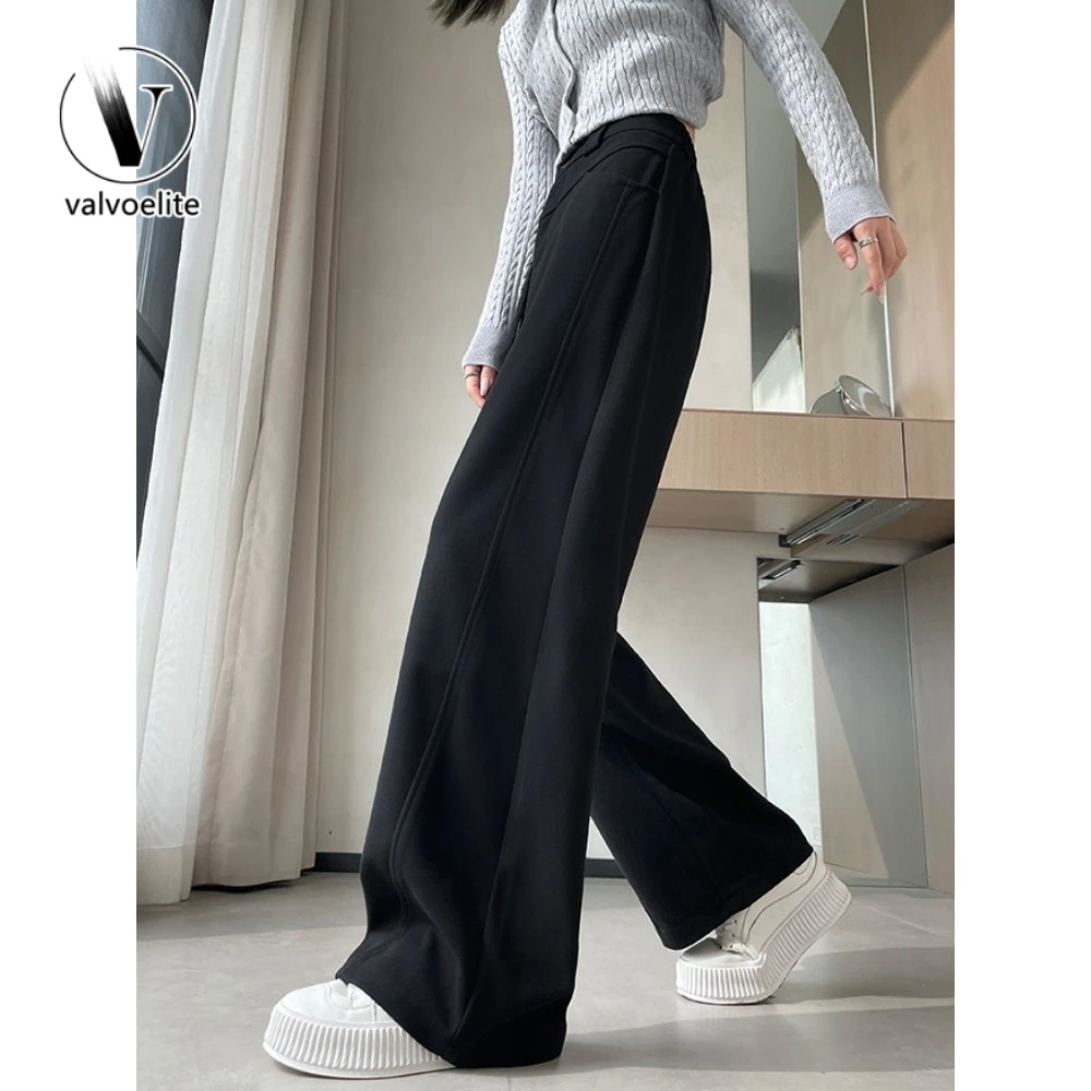 VALVOELITE高级感窄版直筒西装裤女装秋冬高腰宽松垂感休闲长裤子