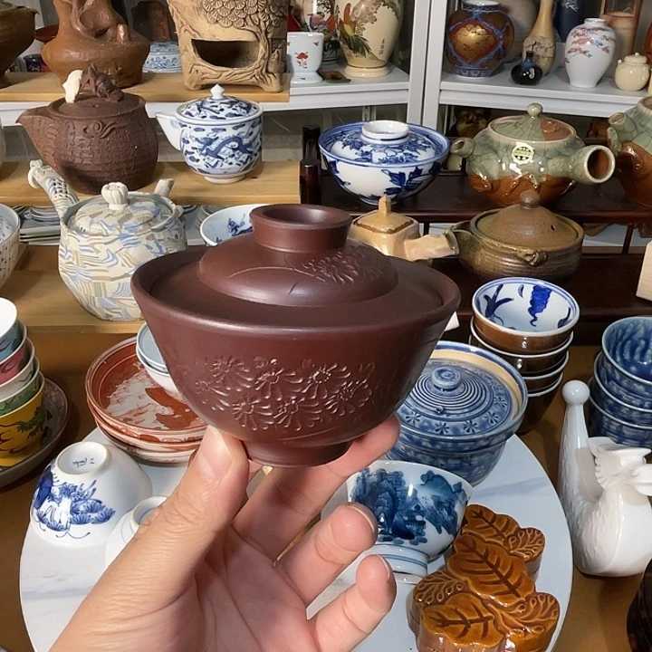 瓷片小万古盖碗不错的