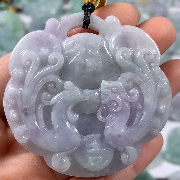 颈饰未镶嵌翡翠龙凤呈祥两面工艺福利