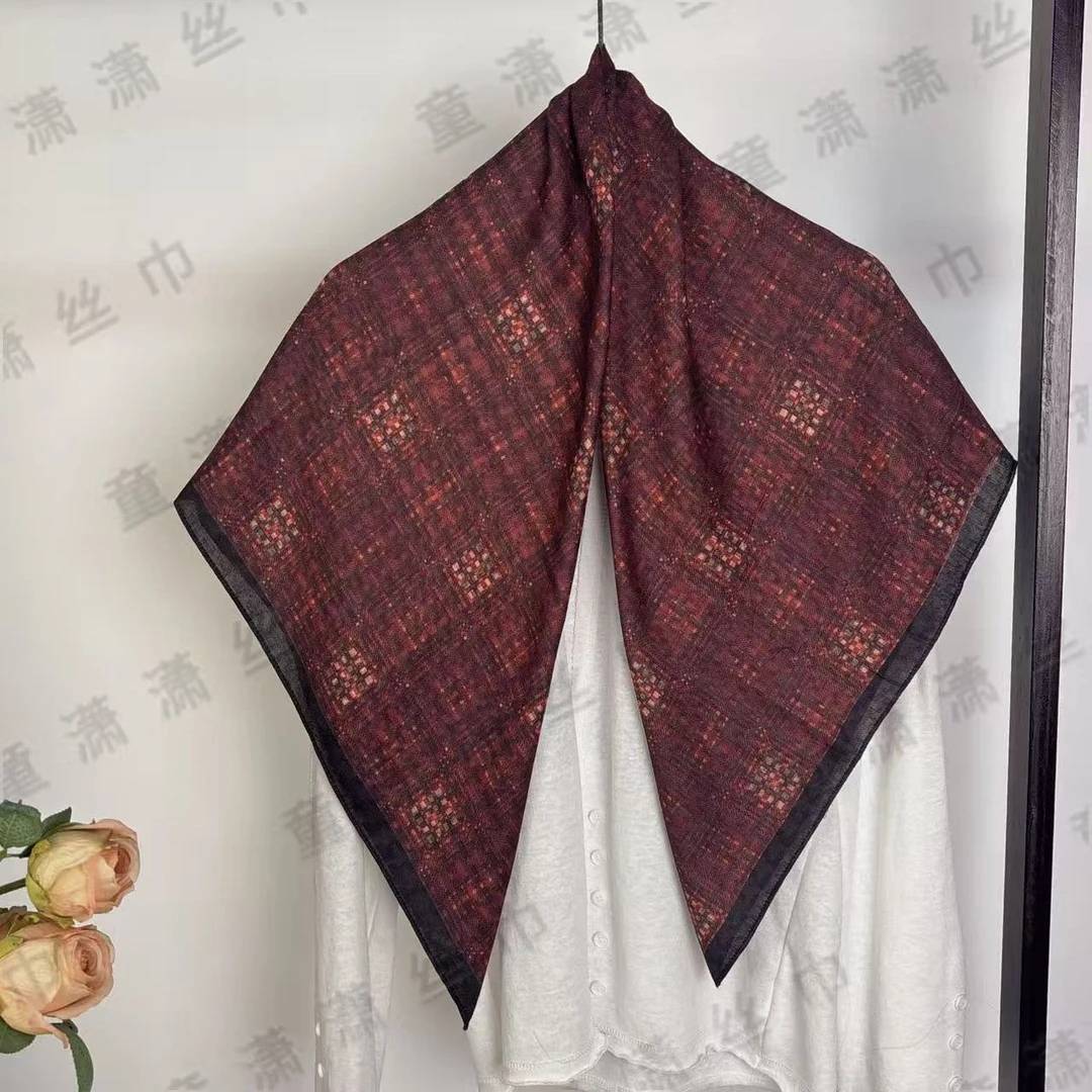 （酒红千羽）新款围巾85*85左右方巾