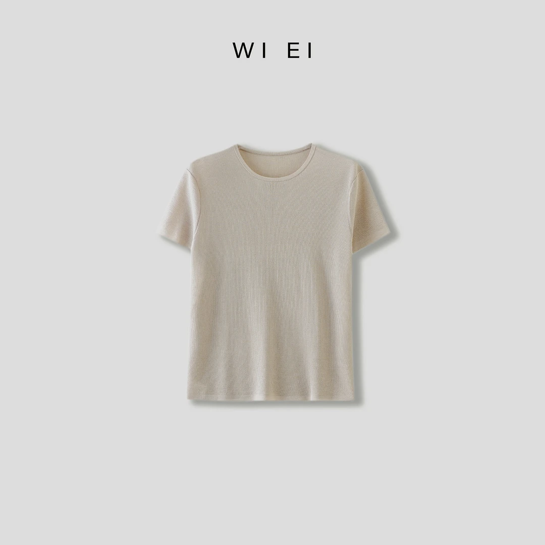 《WI EI》冰薄荷*三醋酸莱赛尔_凉爽舒适简约通勤针织短袖 8E016