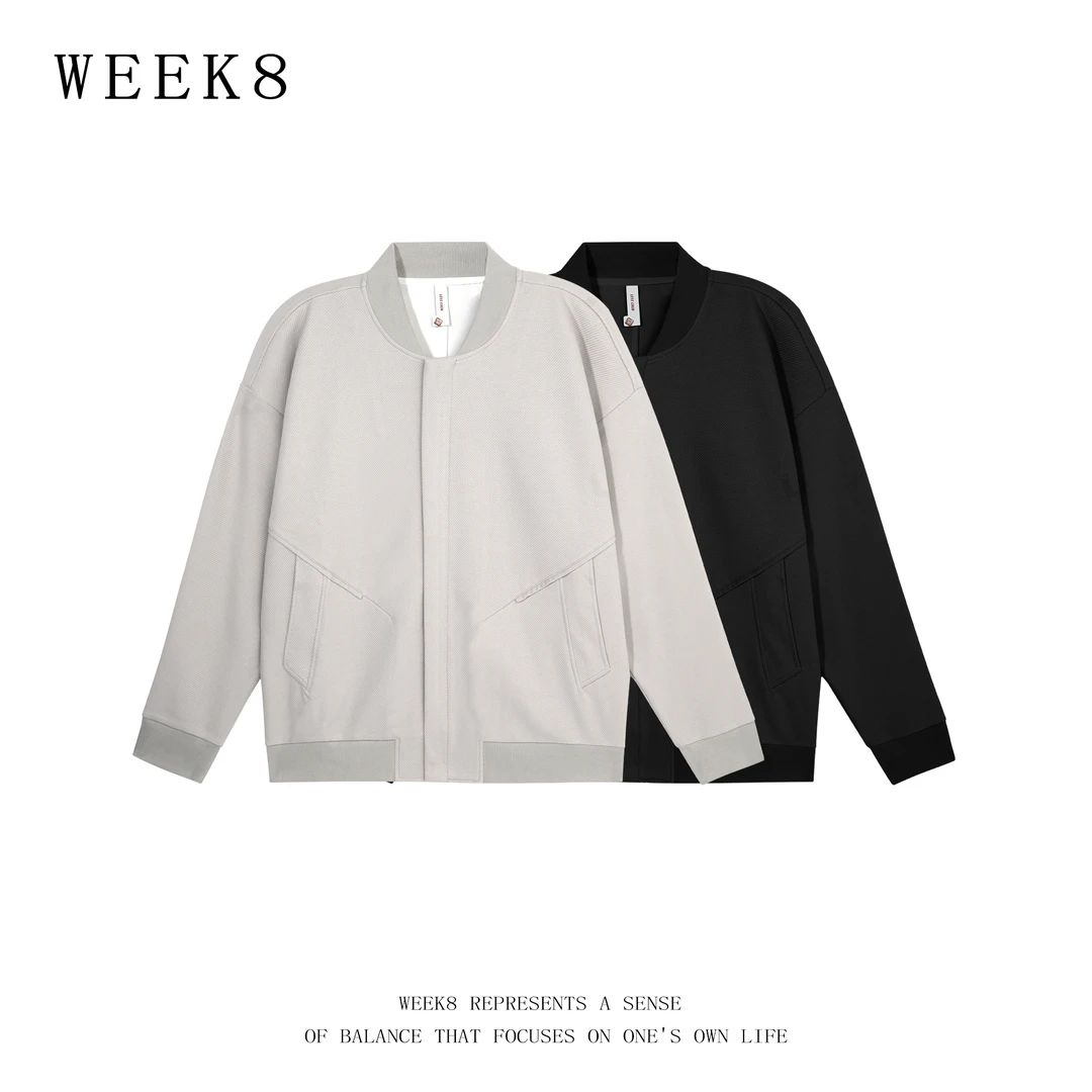 【WEEK8】秋冬cleanfit潮流极简时尚宽松棒球领休闲夹克外套男装